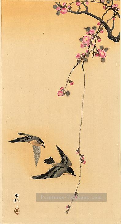fleur de cerisier avec des oiseaux Ohara KOSON Shin Hanga Peintures à l'huile